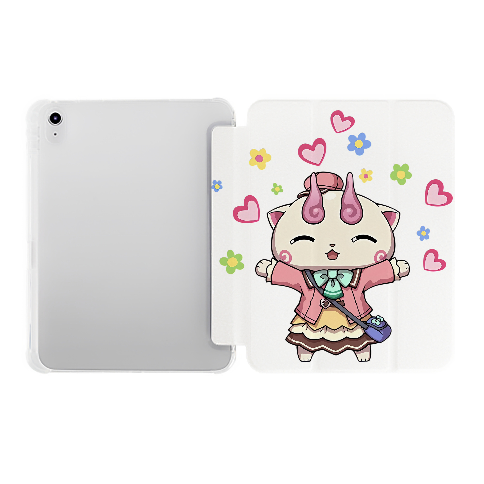 （画像用） 妖怪ウォッチ Yo-kai Watch IPad ケース ペン収納付き 三つ折りスタンド PUレザー×シリコン 対応機種9.5/10.5/10.9インチ
